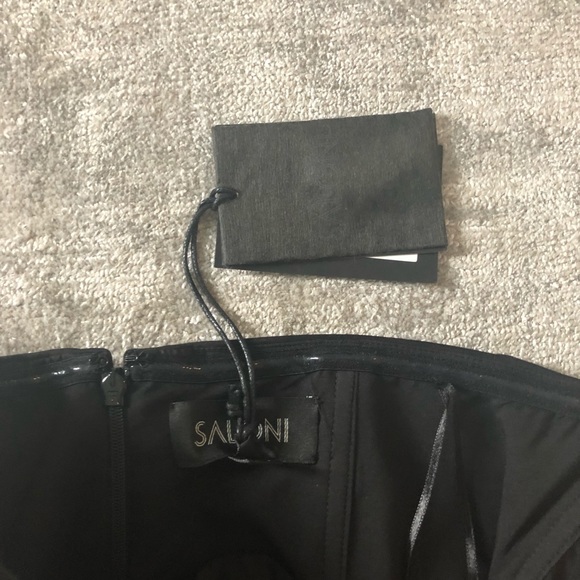 Saloni satin/ crepe jumpsuit with feathers - Picture 5 of 8